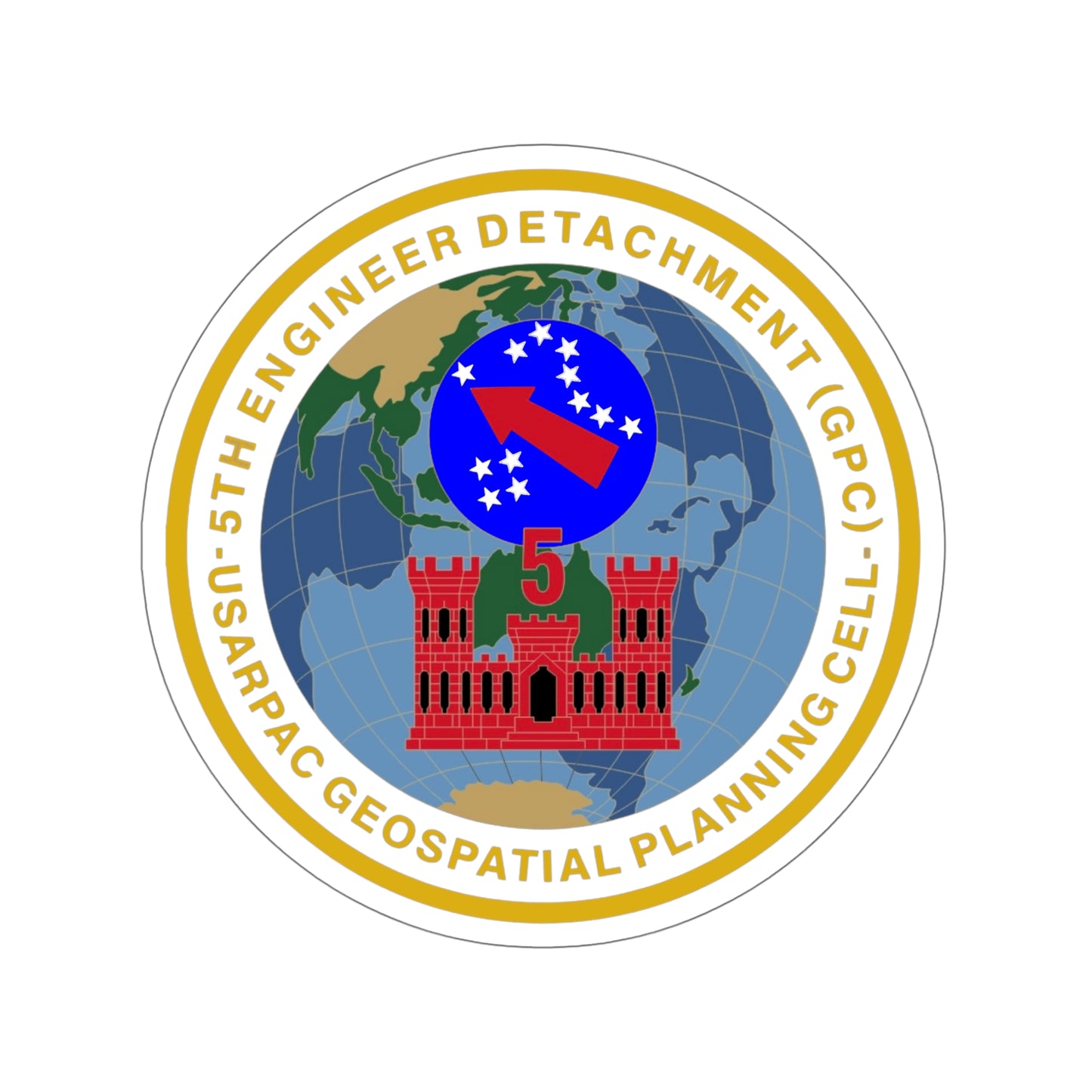 USARPAC, 5th Engineer Detachment, Geospatial Planning Cell Logo Sticker