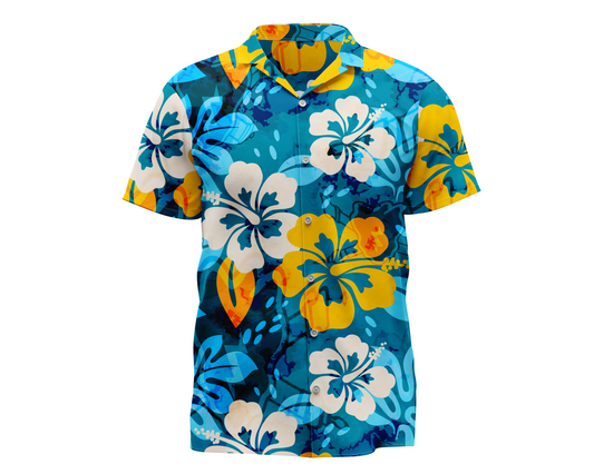 25ID DIVARTY HQ Blue Hula Hue Covert Hawaiian Shirt