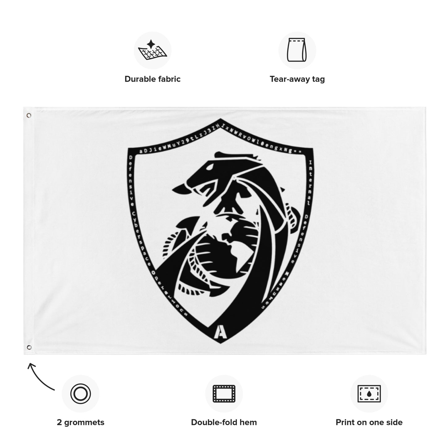 Defensive Cyber Ops White Flag 56″ × 34″