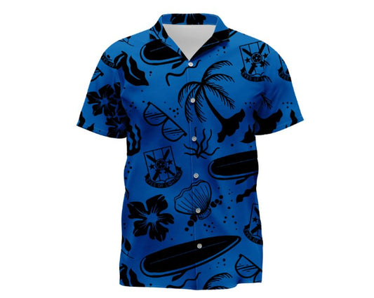 25ID Divarty 125th IEW BN Blue and Black Aloha Adventure Hawaiian Shirt